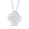 Thumbnail Image 2 of White Lab-Created Sapphire Clover Necklace Sterling Silver 18"