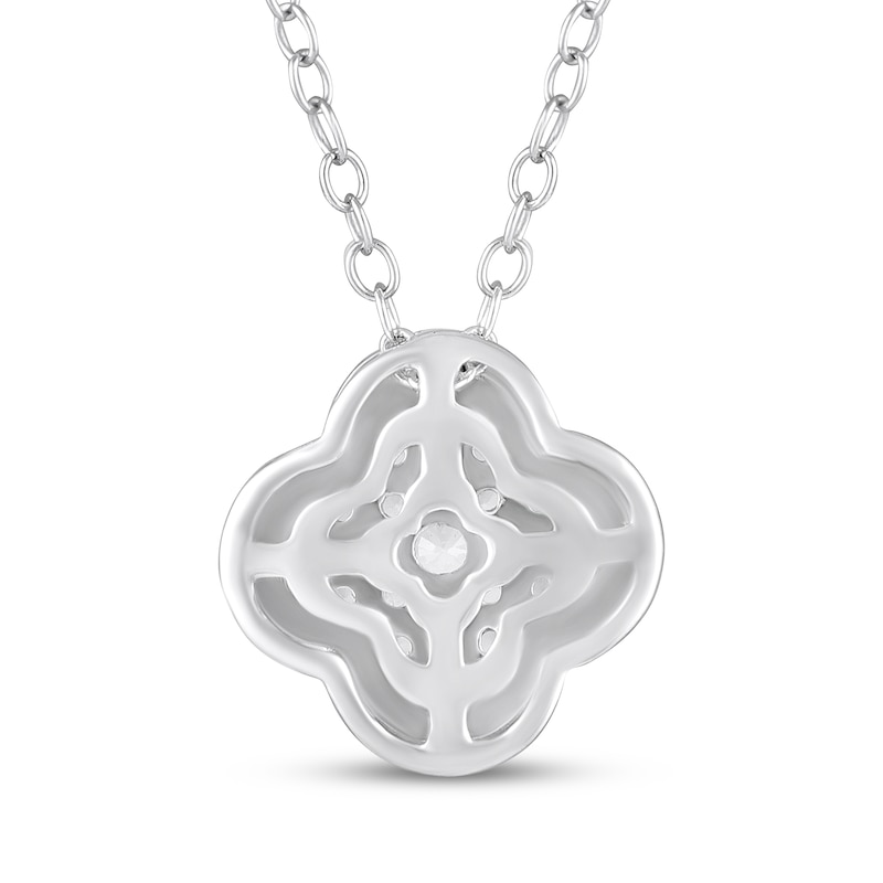 Main Image 3 of White Lab-Created Sapphire Clover Necklace Sterling Silver 18"