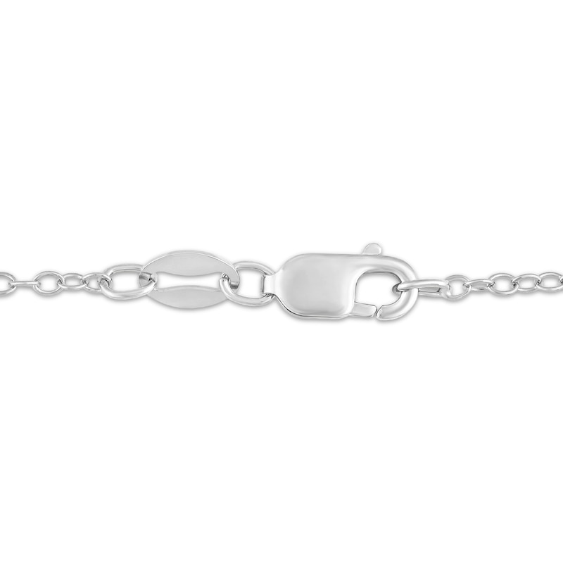 Main Image 4 of White Lab-Created Sapphire Clover Necklace Sterling Silver 18"
