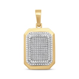 Men's Multi-Diamond Dog Tag Charm 1/3 ct tw 10K Yellow Gold