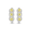 Thumbnail Image 2 of Yellow & White Lab-Grown Diamond Halo Hoop Earrings 1-1/2 ct tw 10K Two-Tone Gold