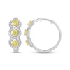 Thumbnail Image 3 of Yellow & White Lab-Grown Diamond Halo Hoop Earrings 1-1/2 ct tw 10K Two-Tone Gold