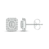 Thumbnail Image 1 of Baguette & Round-Cut Multi-Diamond Rectangle Stud Earrings 1/2 ct tw 10K White Gold