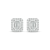 Thumbnail Image 2 of Baguette & Round-Cut Multi-Diamond Rectangle Stud Earrings 1/2 ct tw 10K White Gold