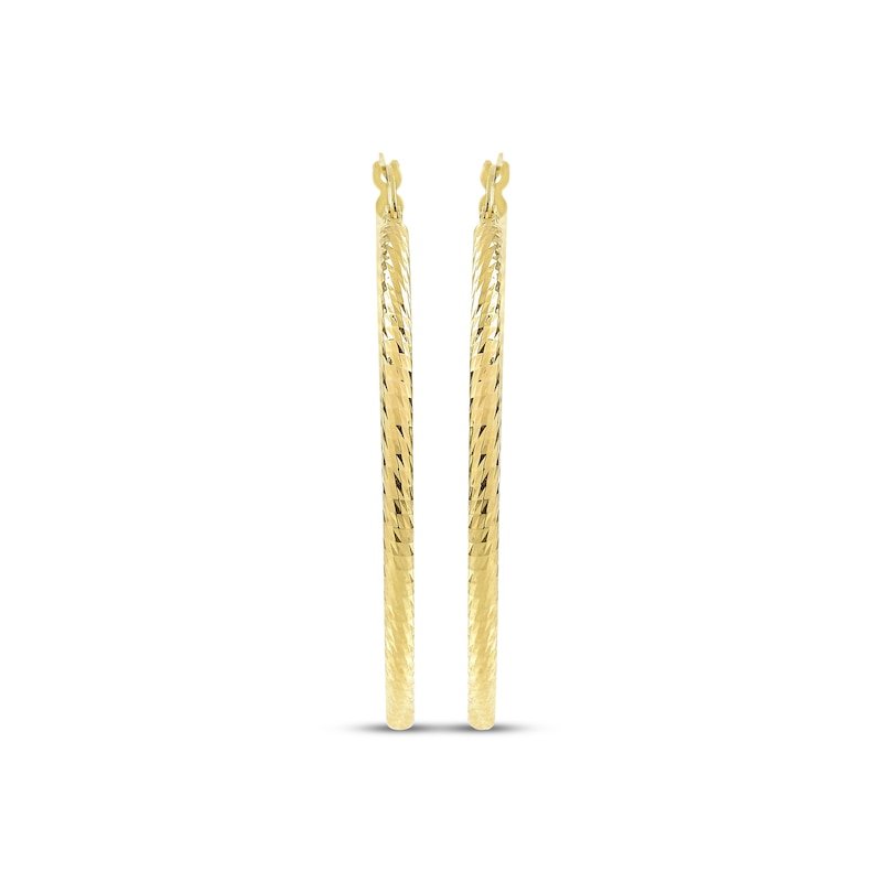 Main Image 2 of Italian Brilliance Diamond-Cut Hoop Earrings 14K Yellow Gold 40mm