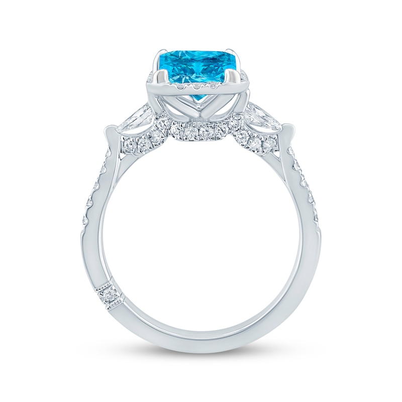 Main Image 3 of Monique Lhuillier Bliss Radiant-Cut Blue & White Lab-Grown Diamond Engagement Ring 2-3/4 ct tw 18K White Gold