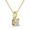 Thumbnail Image 2 of Cushion-Cut White Lab-Created Sapphire & Diamond Accent Necklace 10K Yellow Gold 18"