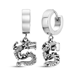 Men's Dragon Dangle Hoop Earrings Stainless Steel