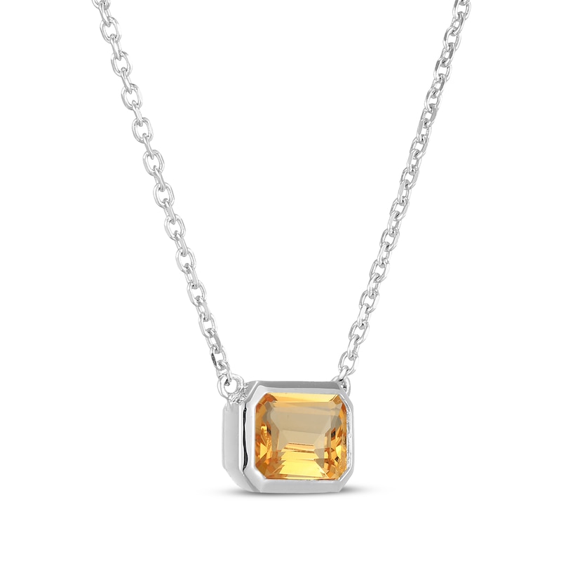 Main Image 2 of STUDIO BY KAY Emerald-Cut Citrine Bezel-Set Solitaire Necklace Sterling Silver 18"