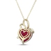 Thumbnail Image 3 of Heart-Shaped Ruby & Diamond Bow Necklace 1/5 ct tw 10K Yellow Gold 18"