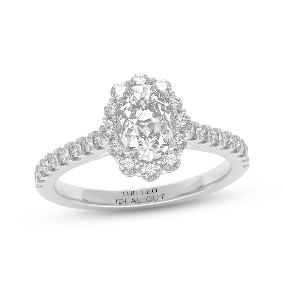 THE LEO Ideal Cut Diamond Oval-Cut Halo Engagement Ring 1-3/8 ct tw 14K White Gold