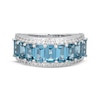 Thumbnail Image 3 of Emerald-Cut London Blue Topaz & White Lab-Created Sapphire Nine-Stone Ring Sterling Silver