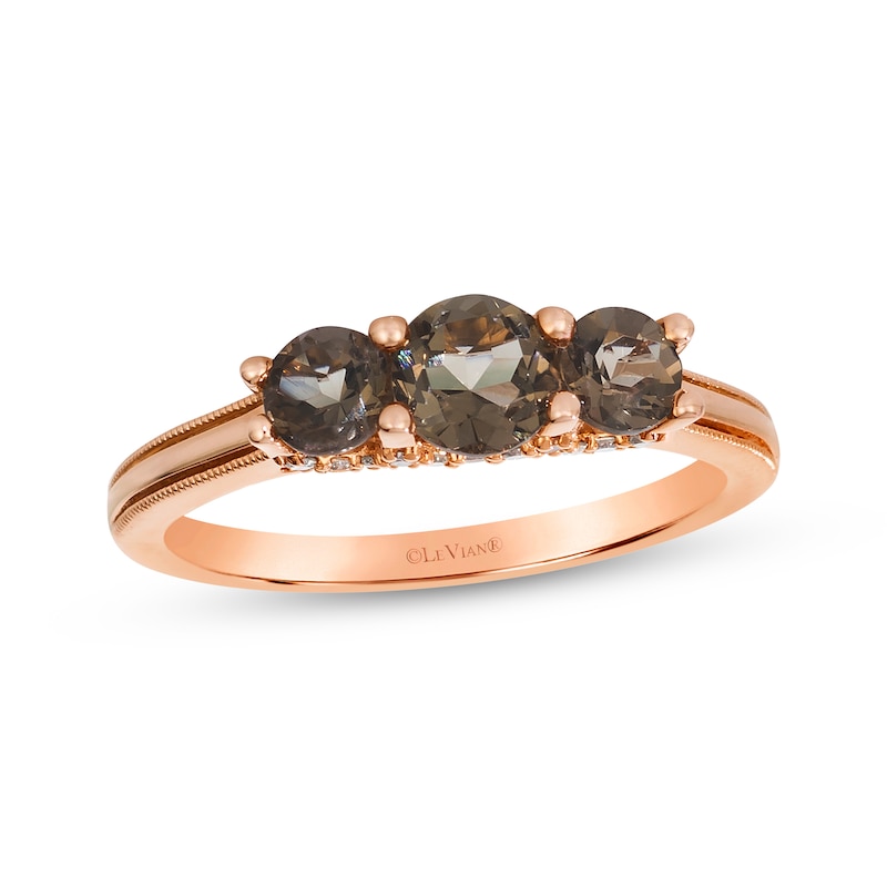Main Image 1 of Le Vian Chocolate Quartz Ring 1/10 ct tw Diamonds 14K Strawberry Gold