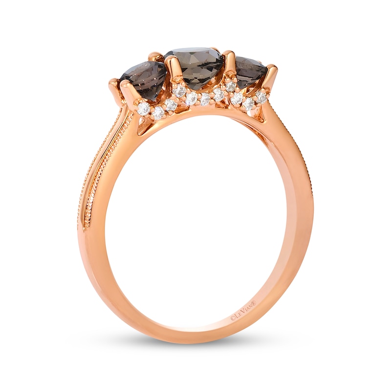 Main Image 3 of Le Vian Chocolate Quartz Ring 1/10 ct tw Diamonds 14K Strawberry Gold