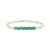 Thumbnail Image 1 of Emerald-Cut Lab-Created Emerald & Paperclip Chain Bracelet 10K Yellow Gold 7.25"
