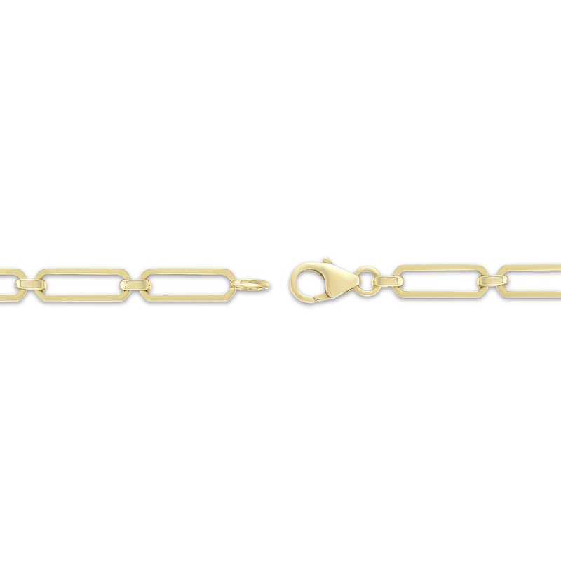 Main Image 2 of Emerald-Cut Lab-Created Emerald & Paperclip Chain Bracelet 10K Yellow Gold 7.25"