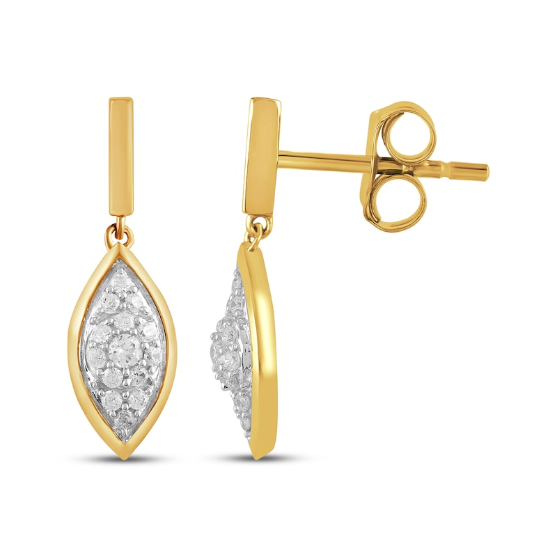 Main Image 3 of STUDIO BY KAY Lab-Grown Diamond Multi-Stone Marquise Dangle Earrings 1/5 ct tw 24K Yellow Gold Vermeil Sterling Silver