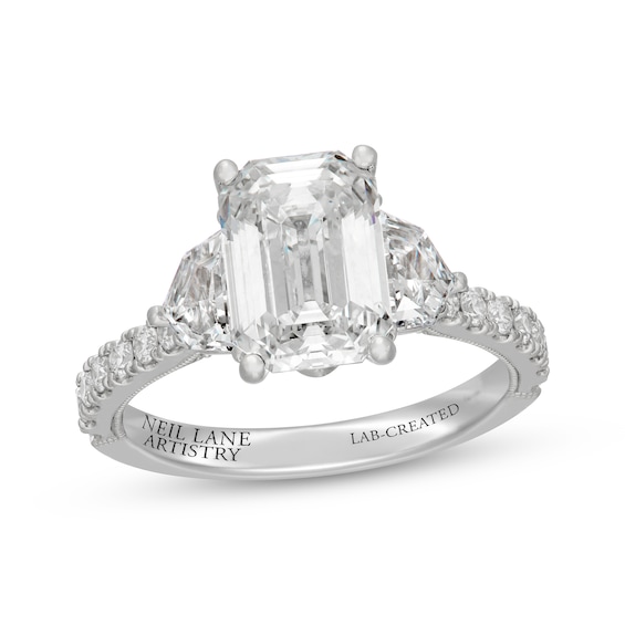 Neil Lane Artistry Heritage Emerald-Cut Lab-Grown Diamond Engagement Ring 4 ct tw Platinum