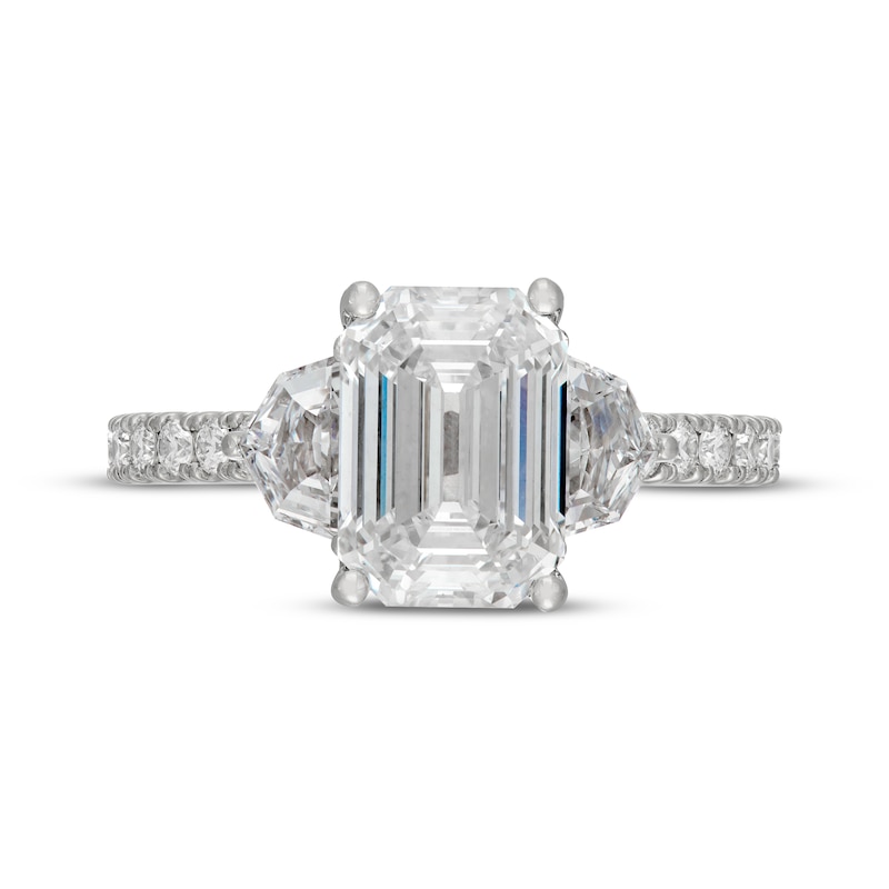 Main Image 3 of Neil Lane Artistry Heritage Emerald-Cut Lab-Grown Diamond Engagement Ring 4 ct tw Platinum