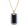 Thumbnail Image 1 of Le Vian Men's Blue Sapphire, Black Onyx & Black Diamond Accent Dog Tag Necklace 14K Honey Gold 22"