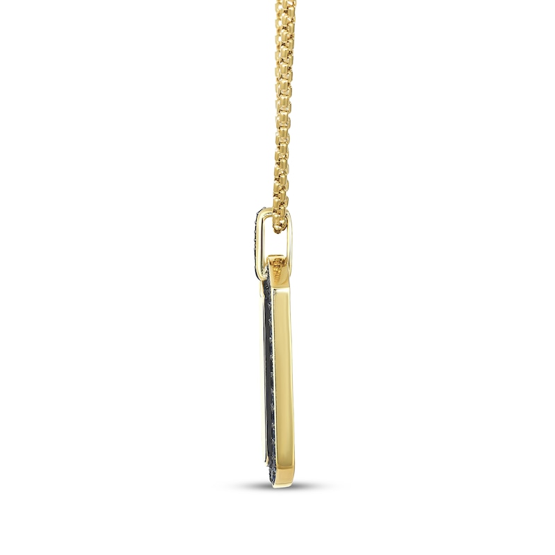 Main Image 2 of Le Vian Men's Blue Sapphire, Black Onyx & Black Diamond Accent Dog Tag Necklace 14K Honey Gold 22"