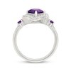 Thumbnail Image 3 of Cushion-Cut Amethyst & White Lab-Created Sapphire Swirl Halo Ring Sterling Silver