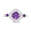 Thumbnail Image 4 of Cushion-Cut Amethyst & White Lab-Created Sapphire Swirl Halo Ring Sterling Silver