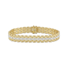 STUDIO BY KAY Men's Lab-Grown Diamond Link Bracelet 7/8 ct tw 24K Yellow Gold Vermeil Sterling Silver 8.5"
