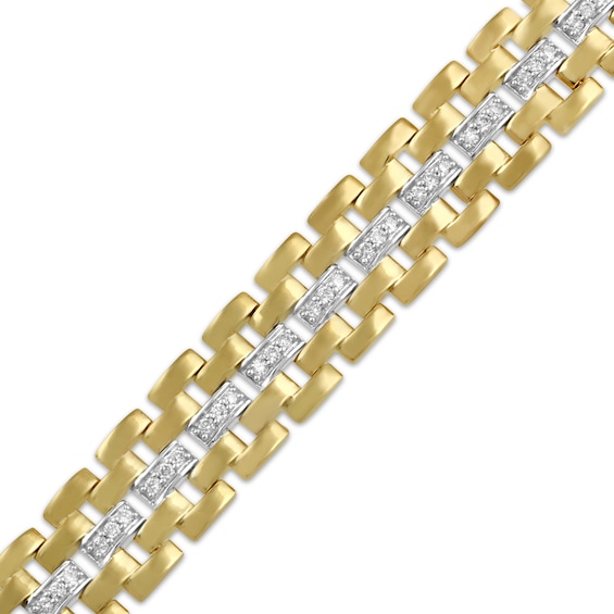 Thumbnail Image 2 of Men's Lab-Grown Diamond Link Bracelet 7/8 ct tw 24K Yellow Gold Vermeil Sterling Silver 8.5"
