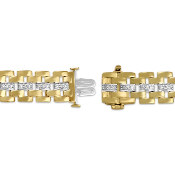 Thumbnail Image 3 of Men's Lab-Grown Diamond Link Bracelet 7/8 ct tw 24K Yellow Gold Vermeil Sterling Silver 8.5"
