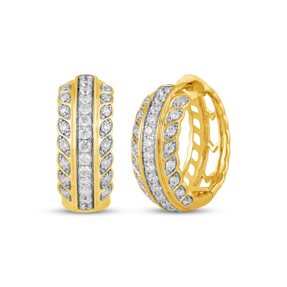 Diamond Hoop Earrings 1 ct tw 10K Yellow Gold