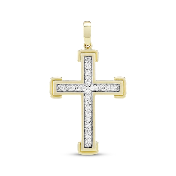Diamond Cross Charm 1/3 ct tw 18K Yellow Gold-Plated Sterling Silver