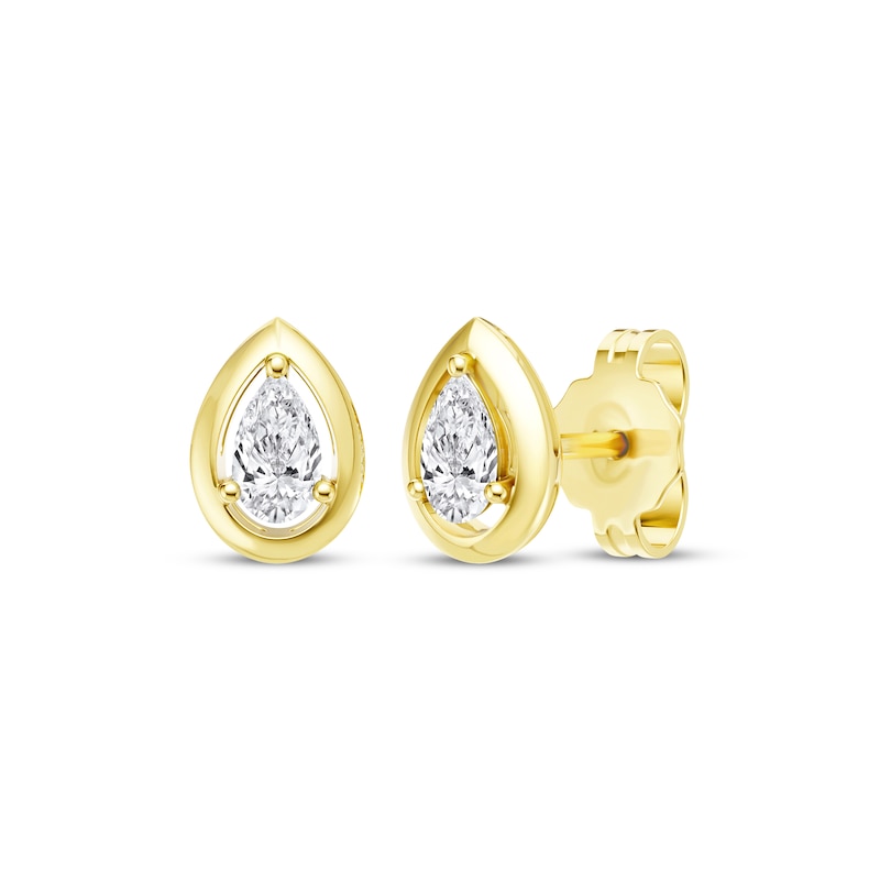 Main Image 1 of STUDIO BY KAY Pear-Shaped Lab-Grown Diamond Solitaire Stud Earrings 1/5 ct tw 24K Yellow Gold Vermeil Sterling Silver