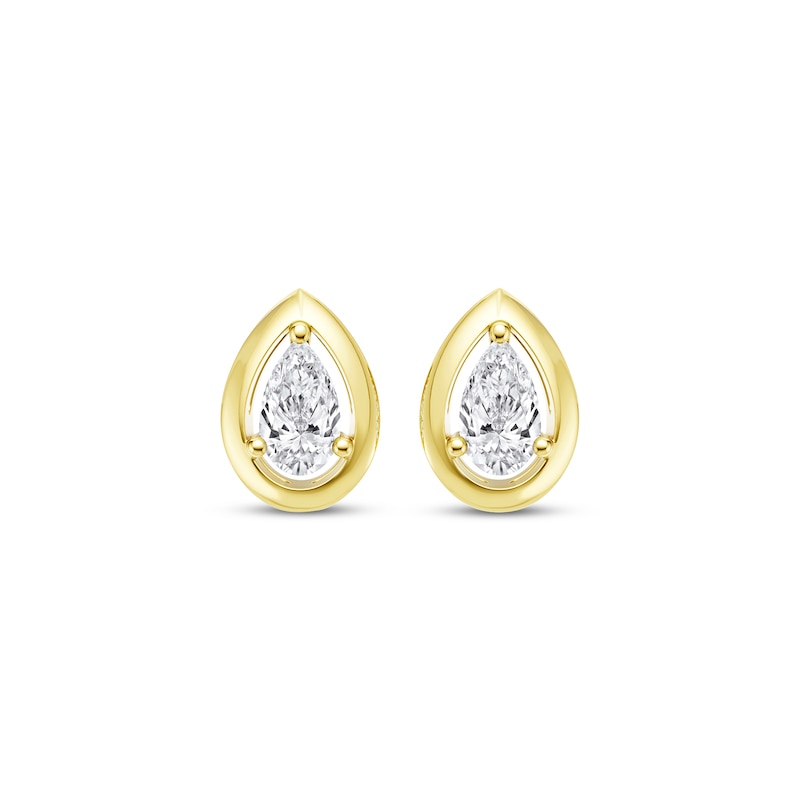 Main Image 2 of STUDIO BY KAY Pear-Shaped Lab-Grown Diamond Solitaire Stud Earrings 1/5 ct tw 24K Yellow Gold Vermeil Sterling Silver