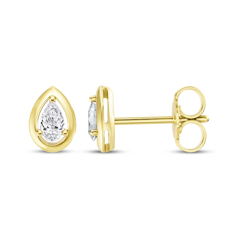 Main Image 3 of STUDIO BY KAY Pear-Shaped Lab-Grown Diamond Solitaire Stud Earrings 1/5 ct tw 24K Yellow Gold Vermeil Sterling Silver