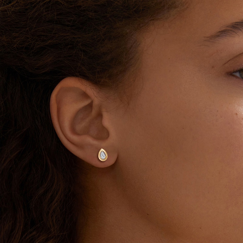 Main Image 4 of STUDIO BY KAY Pear-Shaped Lab-Grown Diamond Solitaire Stud Earrings 1/5 ct tw 24K Yellow Gold Vermeil Sterling Silver