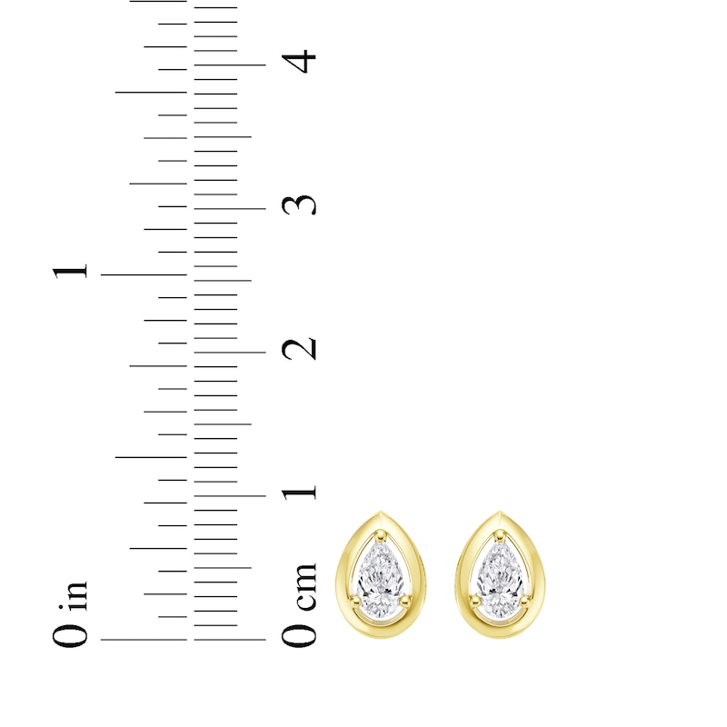 Main Image 5 of STUDIO BY KAY Pear-Shaped Lab-Grown Diamond Solitaire Stud Earrings 1/5 ct tw 24K Yellow Gold Vermeil Sterling Silver