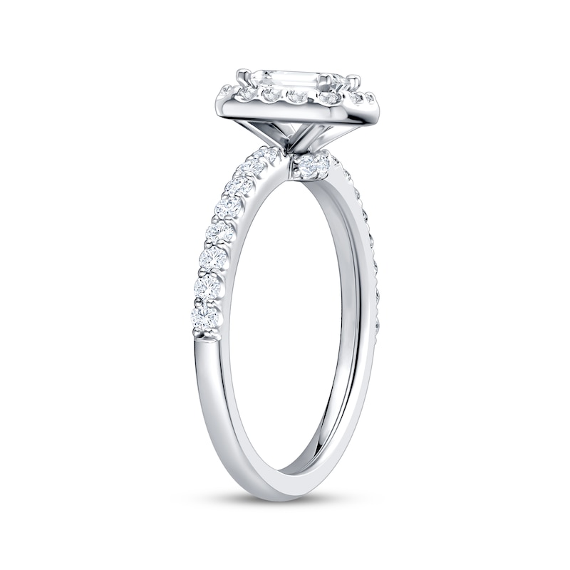 Main Image 2 of Now + Forever Lab-Grown Diamonds Emerald-Cut Halo Engagement Ring 1 ct tw 14K White Gold