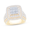 Thumbnail Image 1 of Now + Forever Princess-Cut Multi-Diamond Double Halo Engagement Ring 3 ct tw 10K Yellow Gold