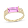 Thumbnail Image 1 of STUDIO BY KAY Baguette-Cut Pink Lab-Created Sapphire & White Lab-Created Sapphire Ring 24K Yellow Gold Vermeil Sterling Silver