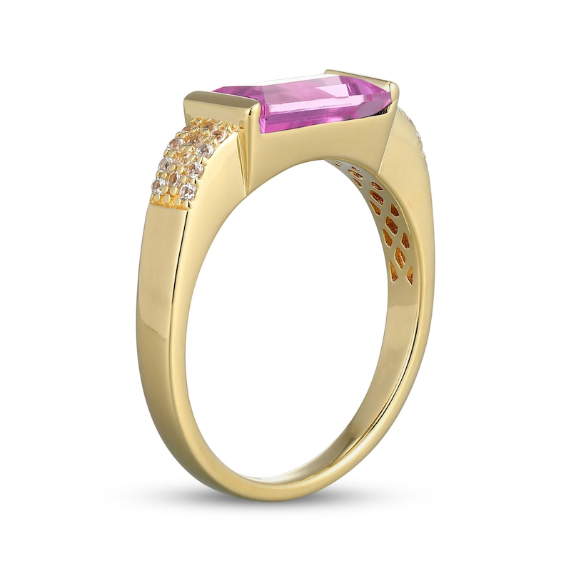 Main Image 2 of STUDIO BY KAY Baguette-Cut Pink Lab-Created Sapphire & White Lab-Created Sapphire Ring 24K Yellow Gold Vermeil Sterling Silver