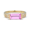 Thumbnail Image 3 of STUDIO BY KAY Baguette-Cut Pink Lab-Created Sapphire & White Lab-Created Sapphire Ring 24K Yellow Gold Vermeil Sterling Silver
