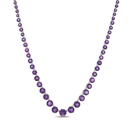 STUDIO BY KAY Amethyst Tennis Necklace Sterling Silver 18"