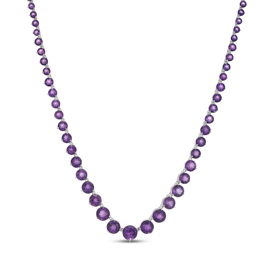 STUDIO BY KAY Amethyst Tennis Necklace Sterling Silver 18"