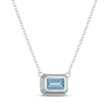 Thumbnail Image 3 of STUDIO BY KAY Emerald-Cut Swiss Blue Topaz Bezel-Set Solitaire Necklace Sterling Silver 18"