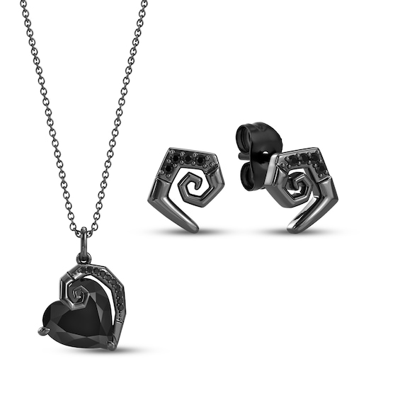 Disney Treasures The Nightmare Before Christmas Onyx & Black Diamond Gift Set 1/10 ct tw Black Rhodium-Plated Sterling Silver