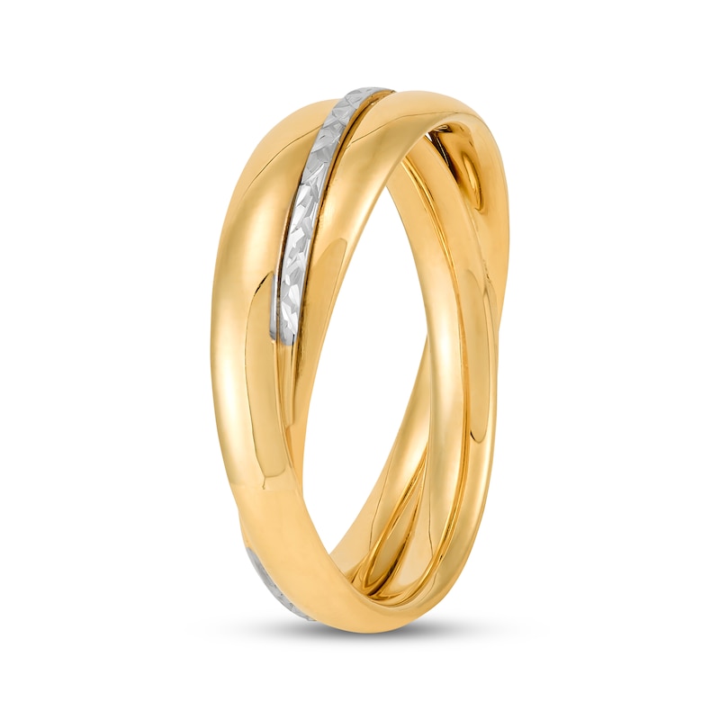 Main Image 2 of Italian Brilliance Diamond-Cut Overlapping Ring 14K Yellow Gold