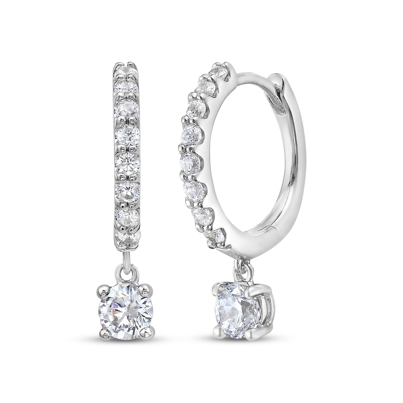 Main Image 1 of KAY Lab-Grown Diamonds Dangle Hoop Earrings 1 ct tw 10K White Gold