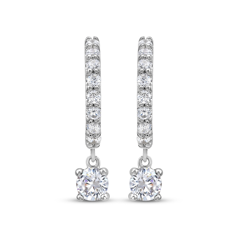 Main Image 2 of KAY Lab-Grown Diamonds Dangle Hoop Earrings 1 ct tw 10K White Gold