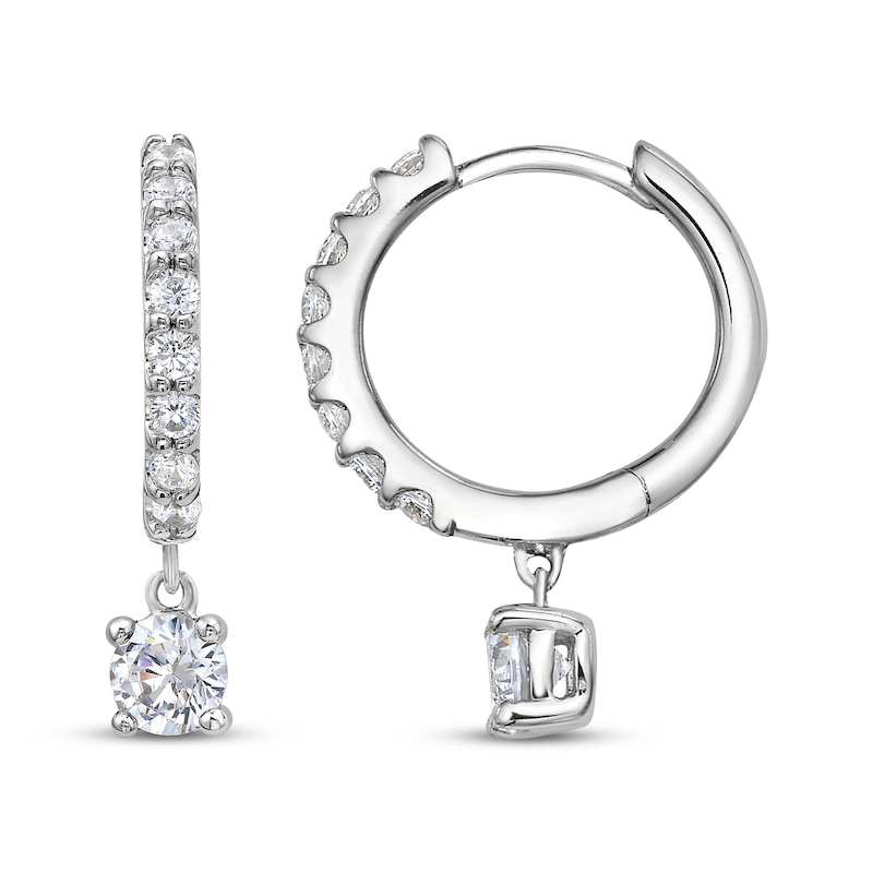 Main Image 3 of KAY Lab-Grown Diamonds Dangle Hoop Earrings 1 ct tw 10K White Gold